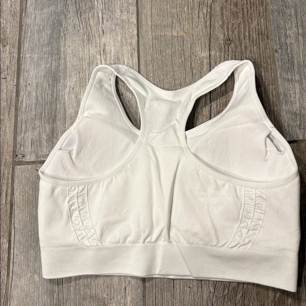 NWT Truekind Women's Sports Bra Padded large L White Stretch Racerback